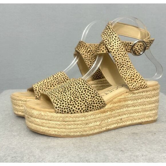 Sole Society Womens Shoes‎ 7M Adlynda Sandals Animal Print Cow Hair Ankle Retro - Picture 1 of 11